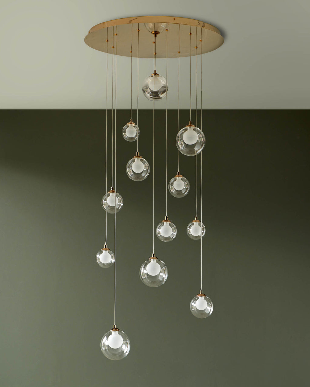 Suspension réglable Riley en verre transparent avec 12 LED