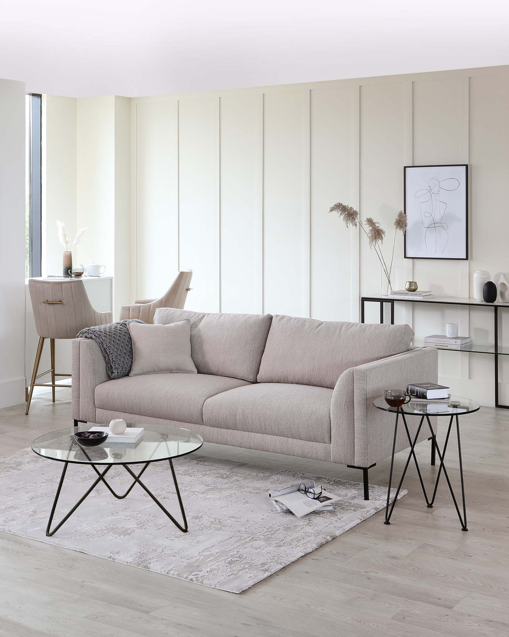 Table d'appoint en verre ondulé avec pieds noirs