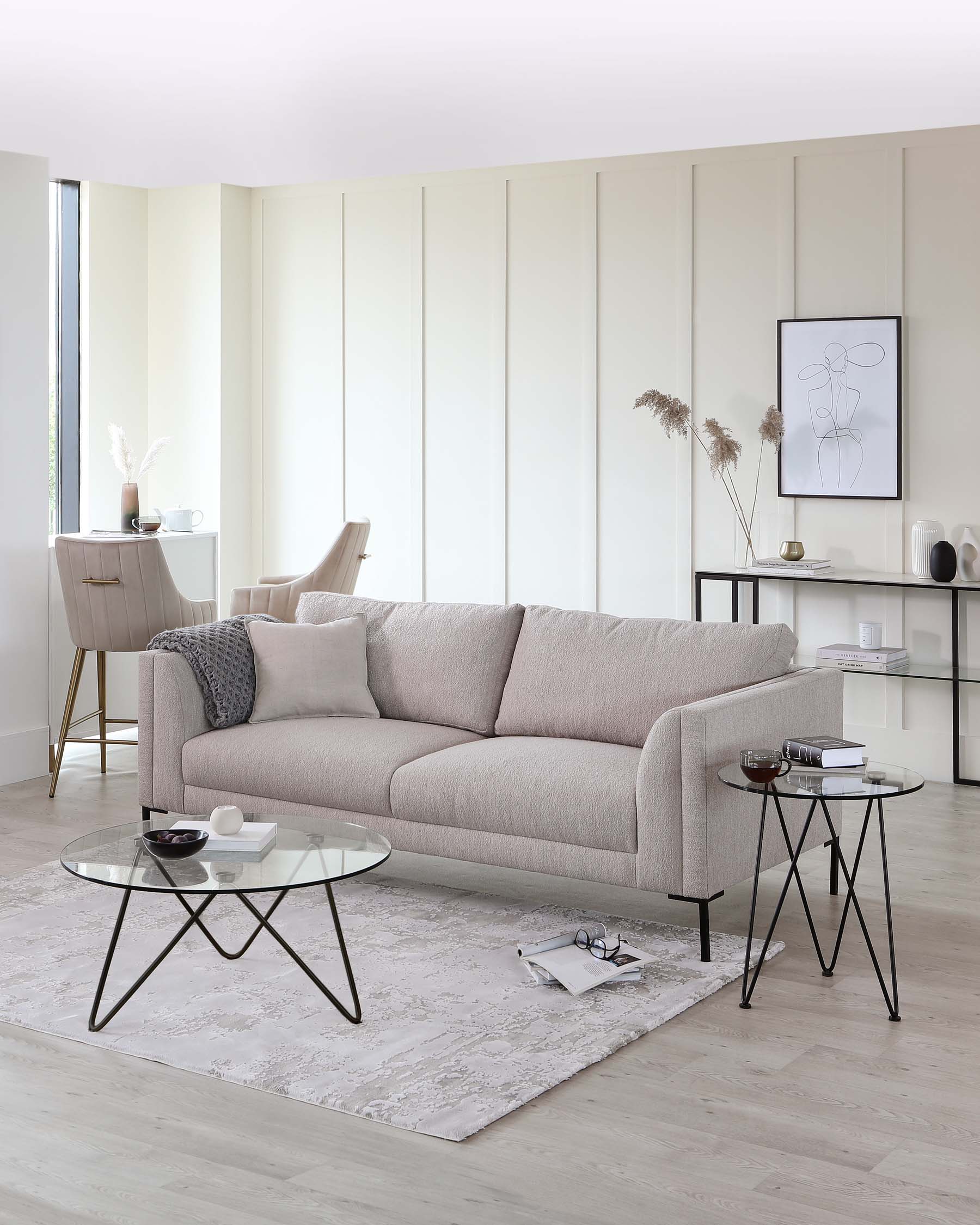 Table d'appoint en verre ondulé avec pieds noirs