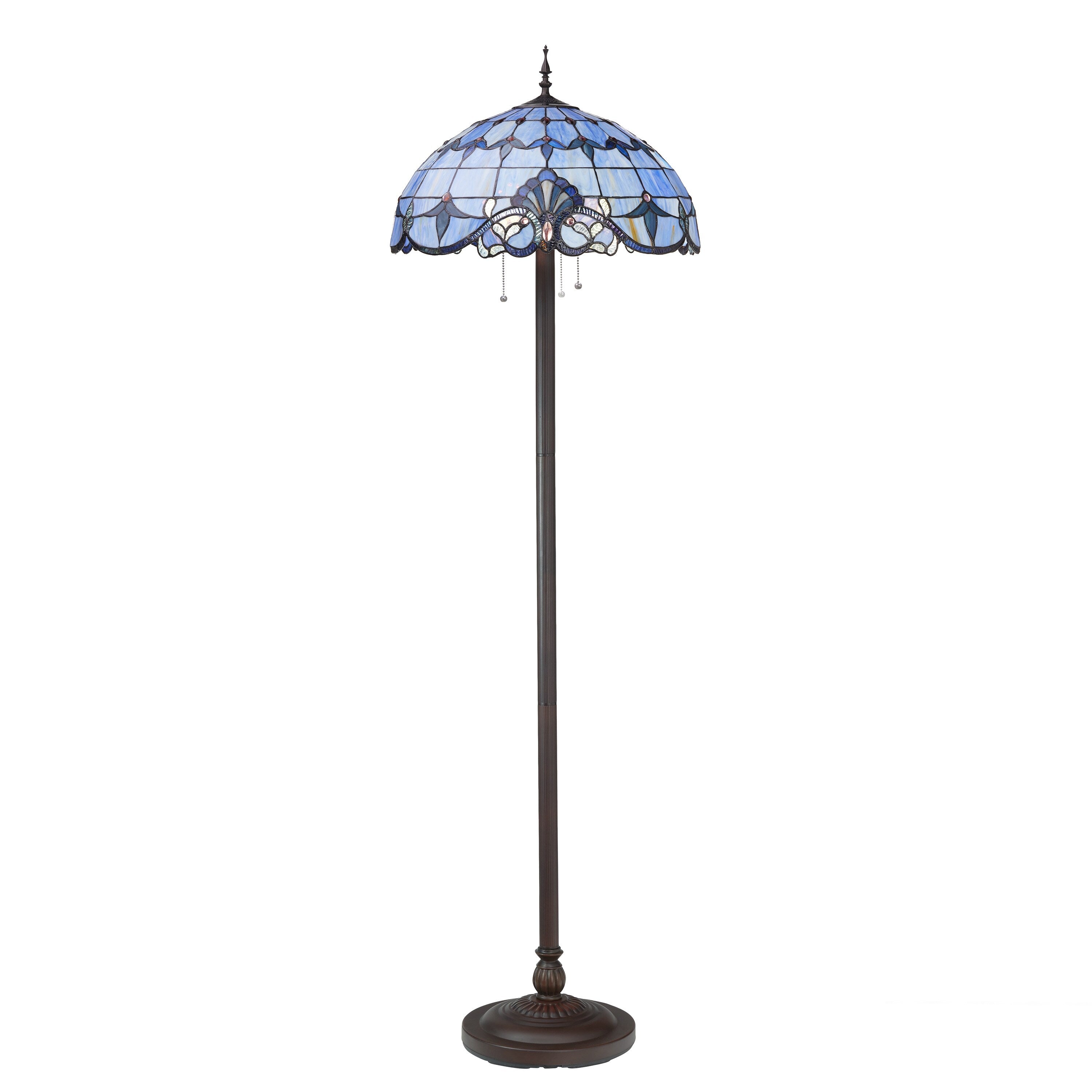 Lampadaire à 3 lumières en verre teinté et résine River of Goods Allistar, 64 pouces de hauteur, éclairage vers le bas - 20 L x 20 l x 64 H
