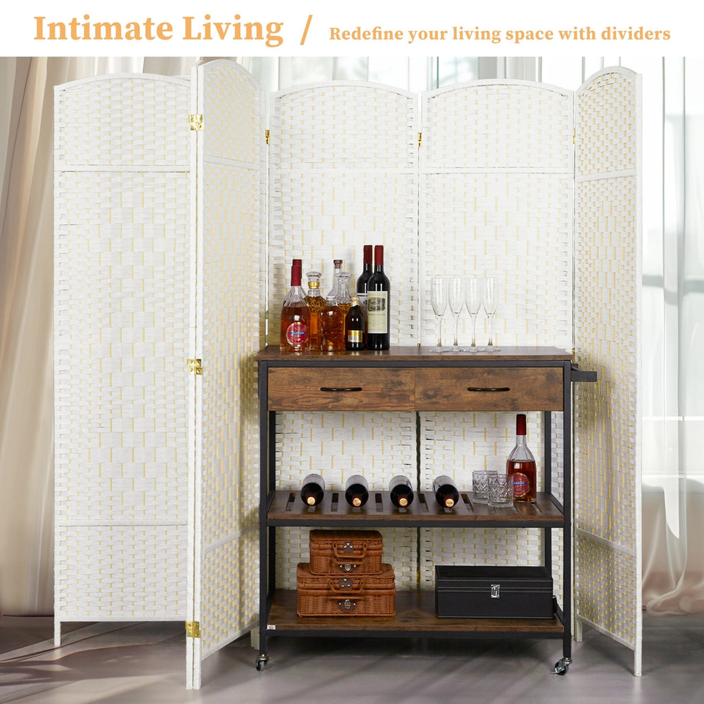 Paravent de séparation de pièce de 6 pieds de haut en fibre tissée, écran de confidentialité autoportant, écran pliant