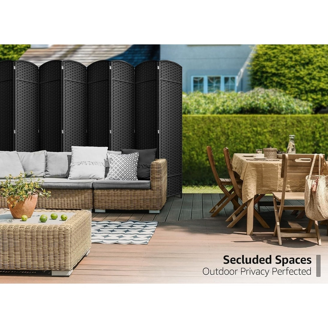 Cloison de séparation pliable et brise-vue haute, 8 panneaux – 244 cm (L) x 49,5 cm (l) x 175 cm (H)