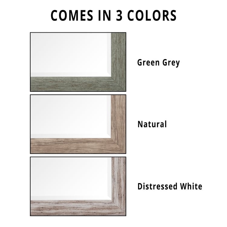 Miroir rustique pleine longueur - 66 x 32 cm, cadre rectangulaire en bois, miroir intégral pour salon, chambre à coucher