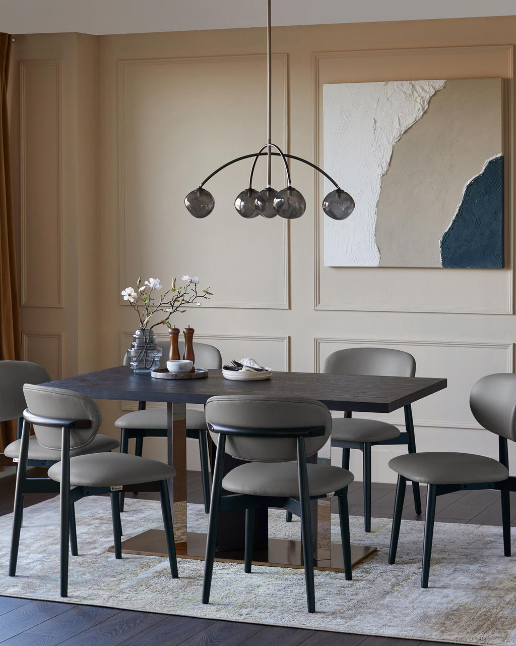 Chaise de salle à manger Ryann en cuir gris foncé