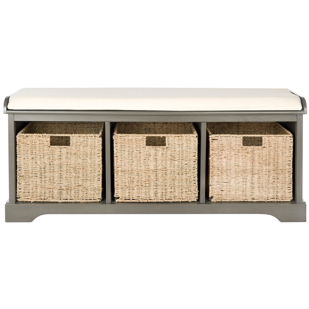 Banc de rangement SAFAVIEH Eola gris/blanc - 47 x 16,1 x 19,9 - 47 L x 16 P x 20 H