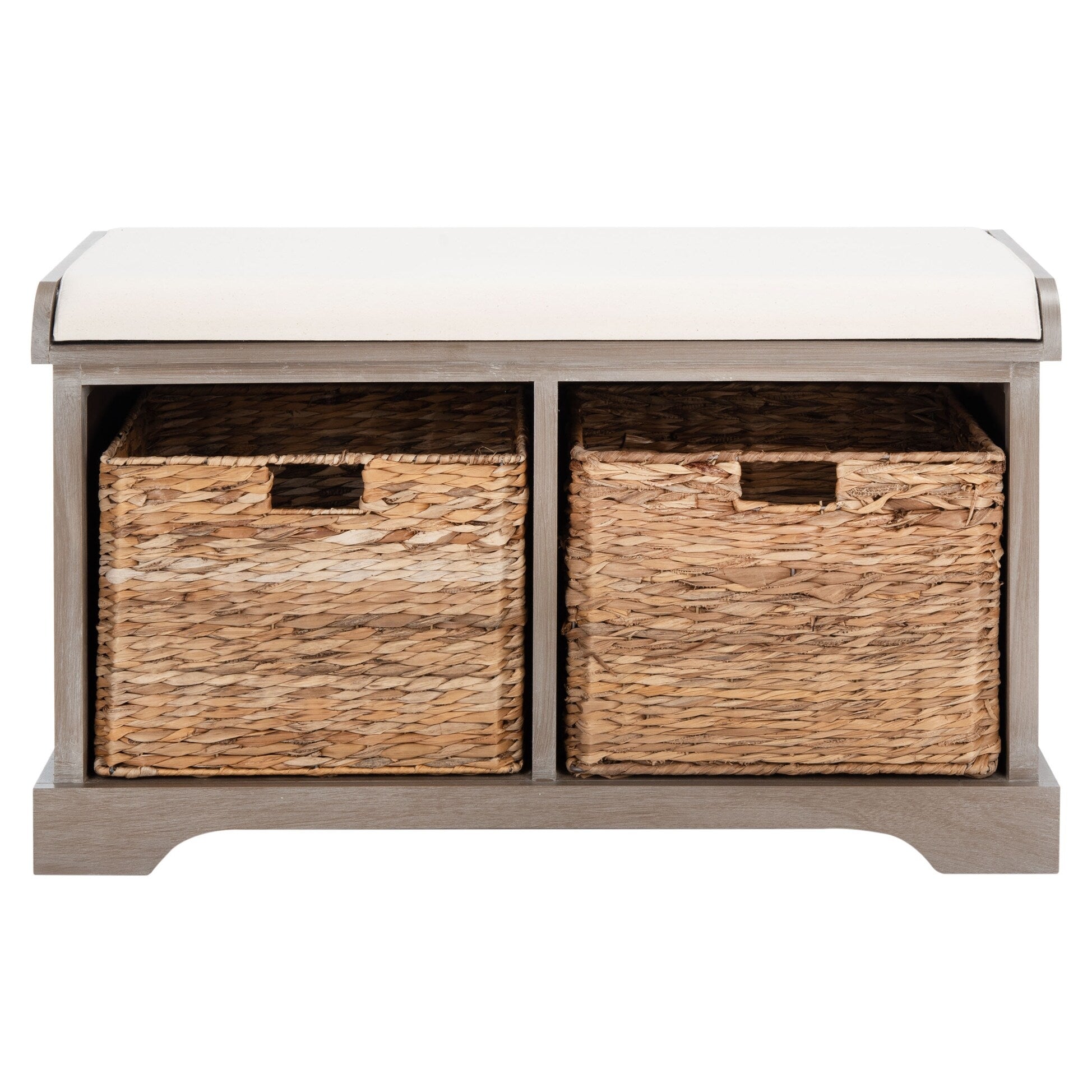 Banc de rangement tressé marron Euphemia de SAFAVIEH - 33,5 x 16,1 x 19,9 - 34 L x 16 P x 20 H