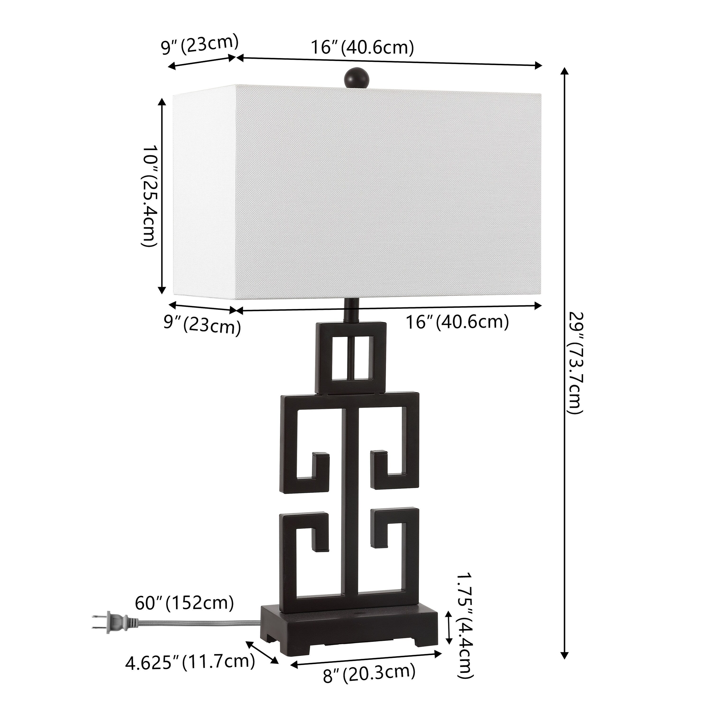 Lampe de table Chantelle de SAFAVIEH Lighting, 29 pouces, finition or antique grecque (lot de 2) - 16 L x 9 P x 29 H