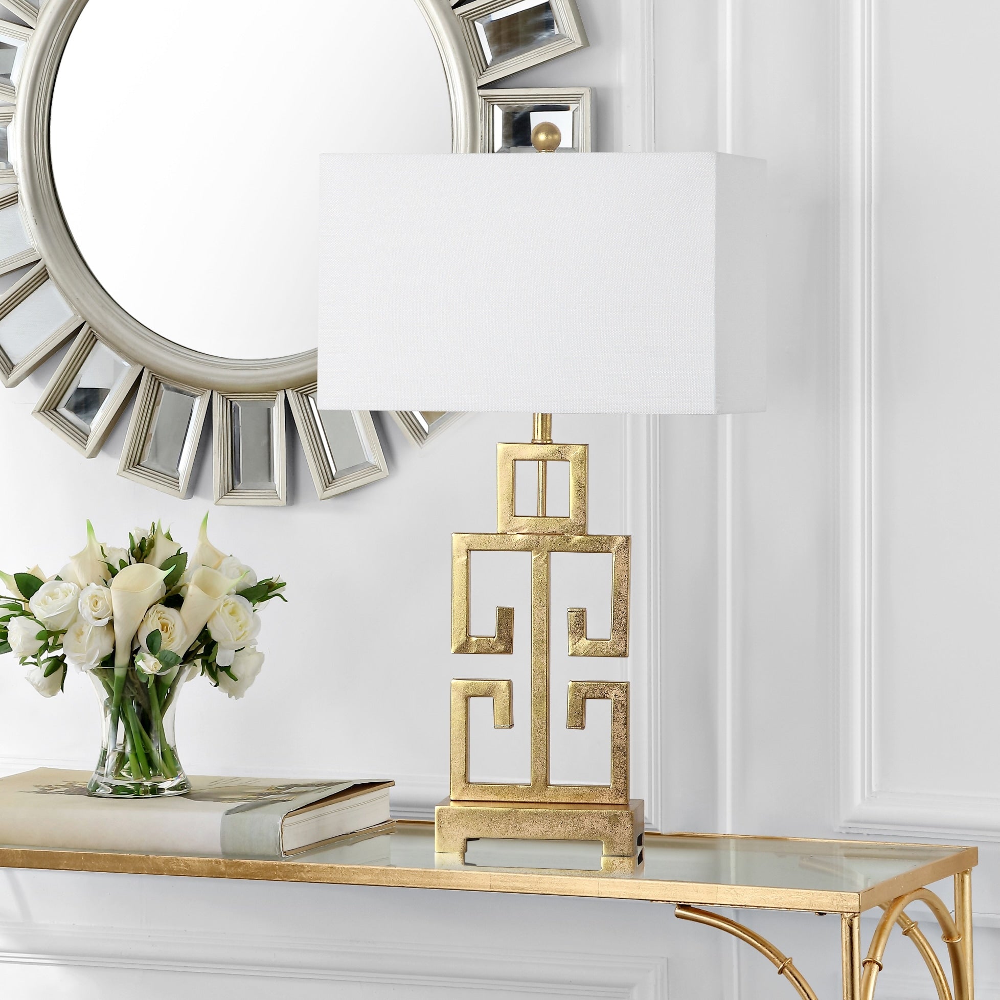 Lampe de table Chantelle de SAFAVIEH Lighting, 29 pouces, finition or antique grecque (lot de 2) - 16 L x 9 P x 29 H