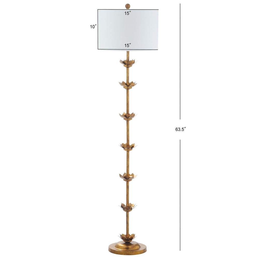 Lampadaire LED Doretha de 64 pouces de Safavieh Lighting - 15 x 15 x 63,5 - Or antique - 15 x 15 x 64 cm
