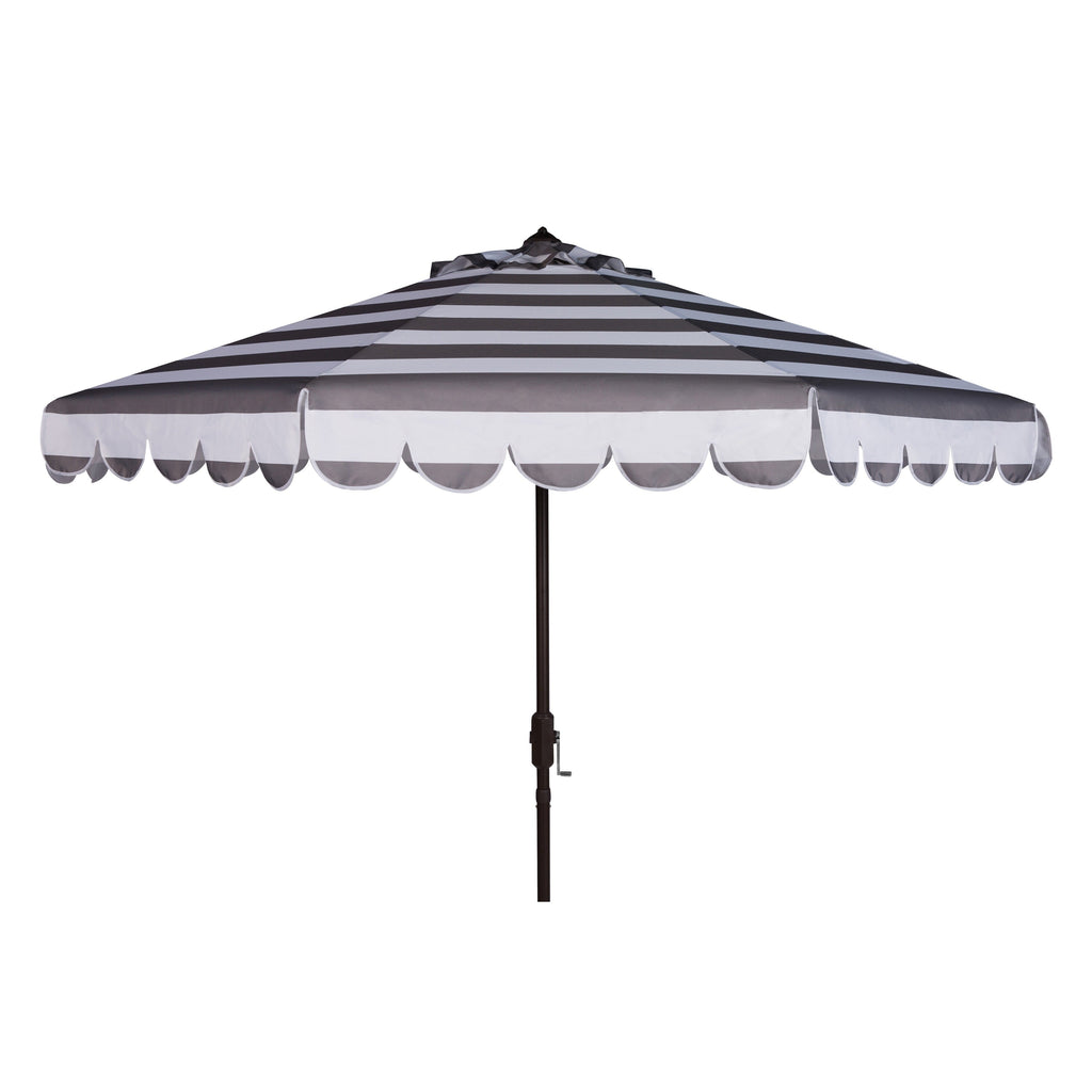 Parapluie à manivelle rayé SAFAVIEH Nargiz de 2,7 m, à motif festonné