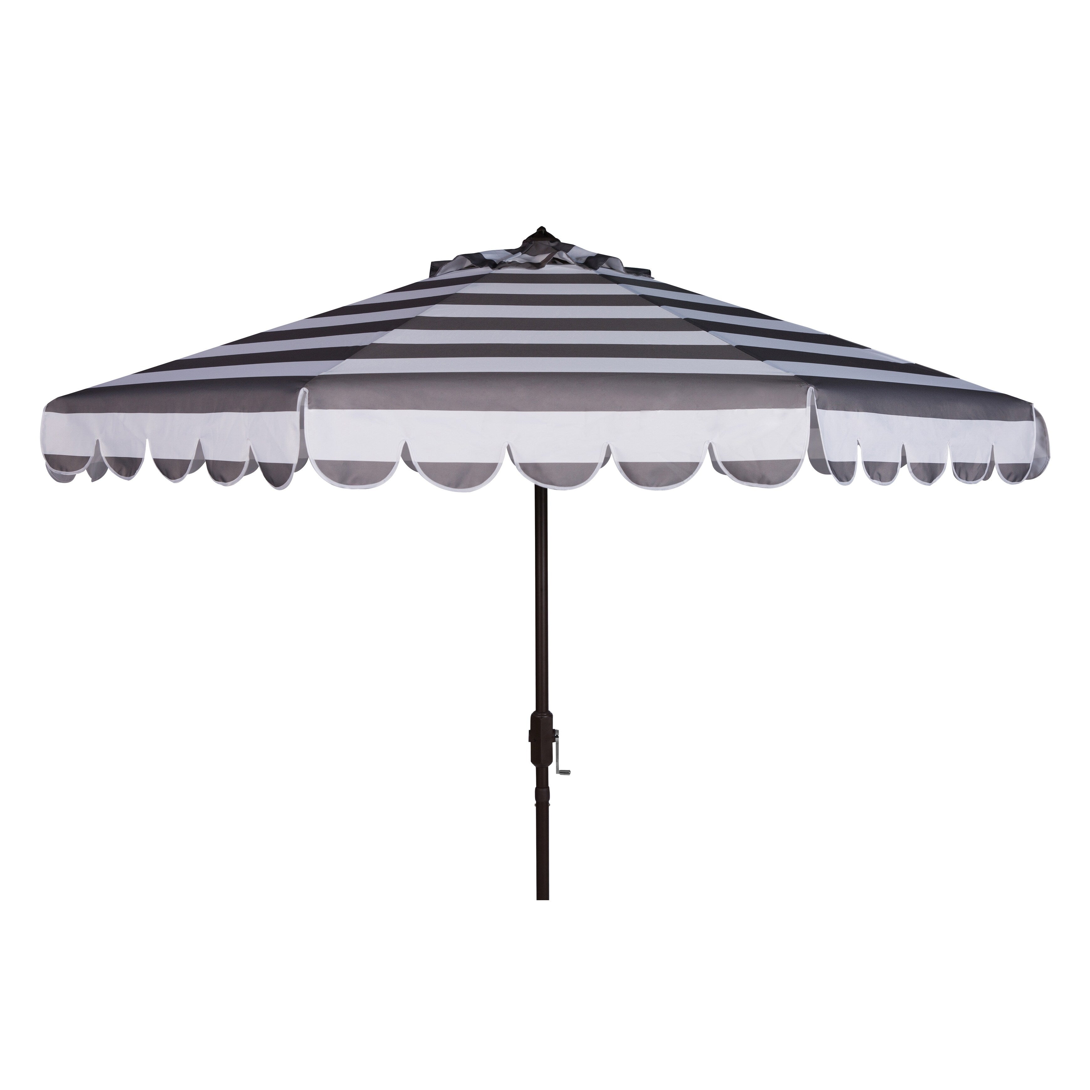 Parapluie à manivelle rayé SAFAVIEH Nargiz de 2,7 m, à motif festonné
