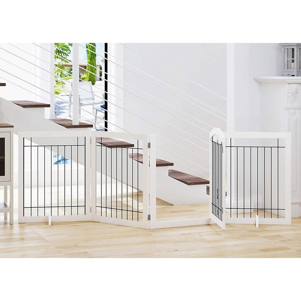 Barrière pour chien SPIRICH extra large de 96 pouces et haute de 30 pouces avec porte de passage, barrière pour animaux de compagnie autoportante en fil de fer, clôture de sécurité pour chiots