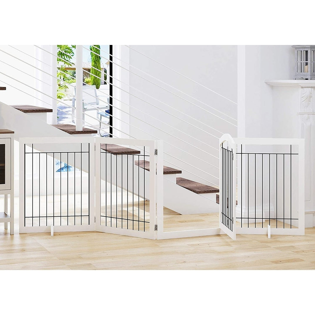 Barrière pour chien SPIRICH extra large de 96 pouces et haute de 30 pouces avec porte de passage, barrière pour animaux de compagnie autoportante en fil de fer, clôture de sécurité pour chiots