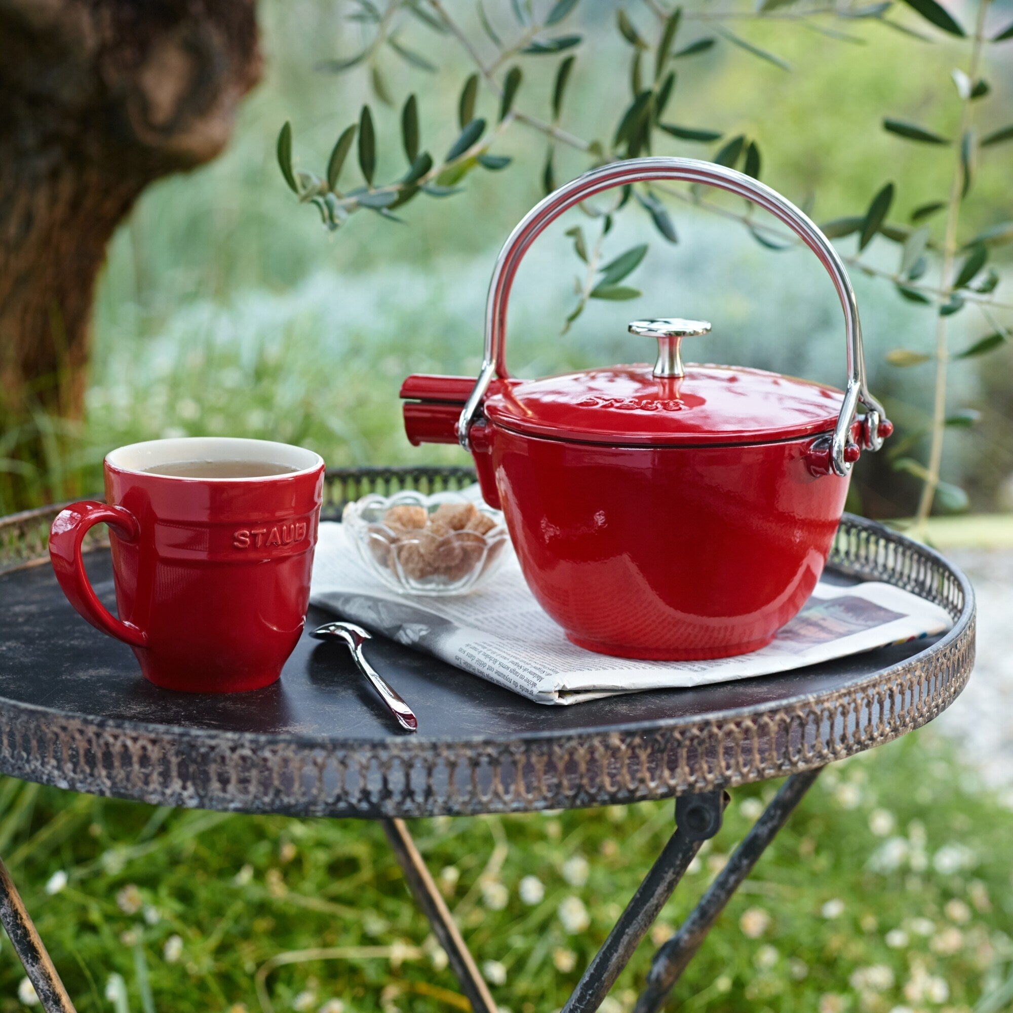 Bouilloire à thé ronde en fonte STAUB de 1 pinte