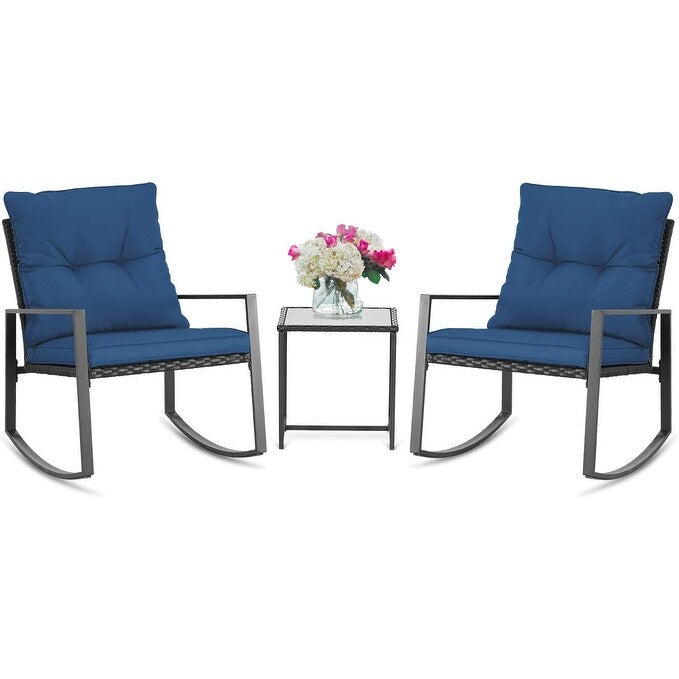 Ensemble bistrot à bascule d'extérieur en métal noir SUNCROWN 3 pièces