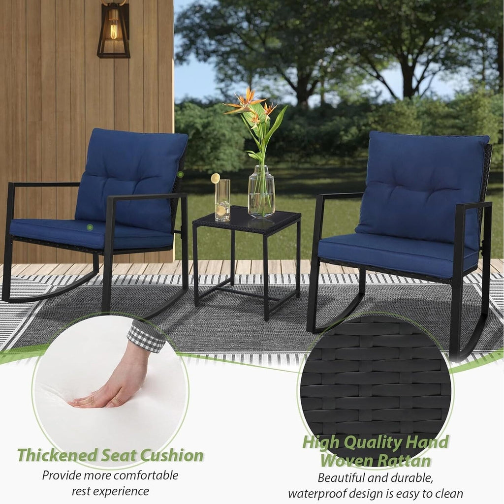 Ensemble bistrot à bascule d'extérieur en métal noir SUNCROWN 3 pièces