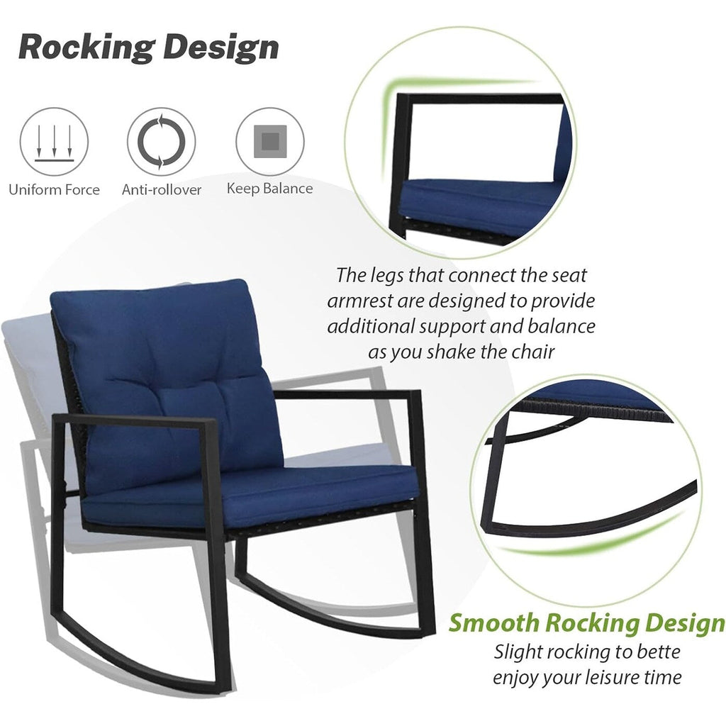 Ensemble bistrot à bascule d'extérieur en métal noir SUNCROWN 3 pièces