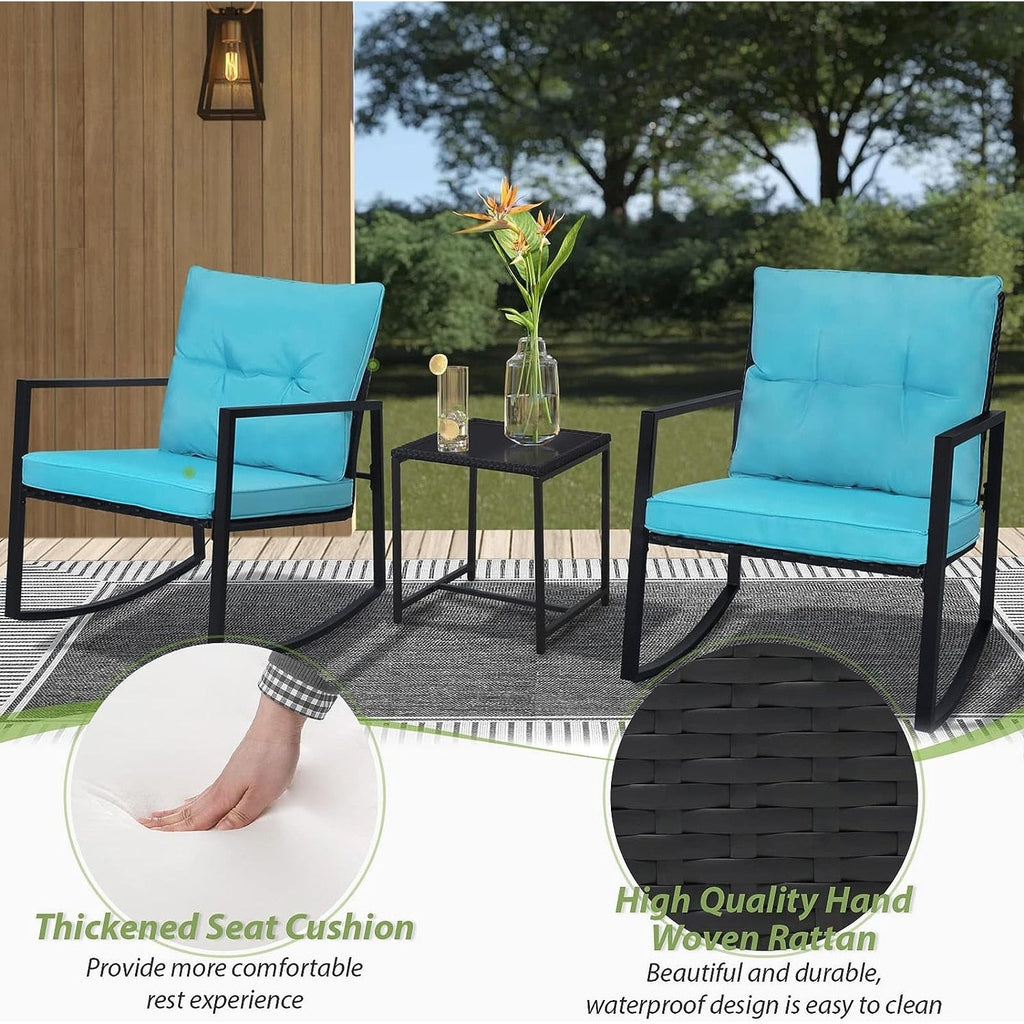 Ensemble bistrot à bascule d'extérieur en métal noir SUNCROWN 3 pièces