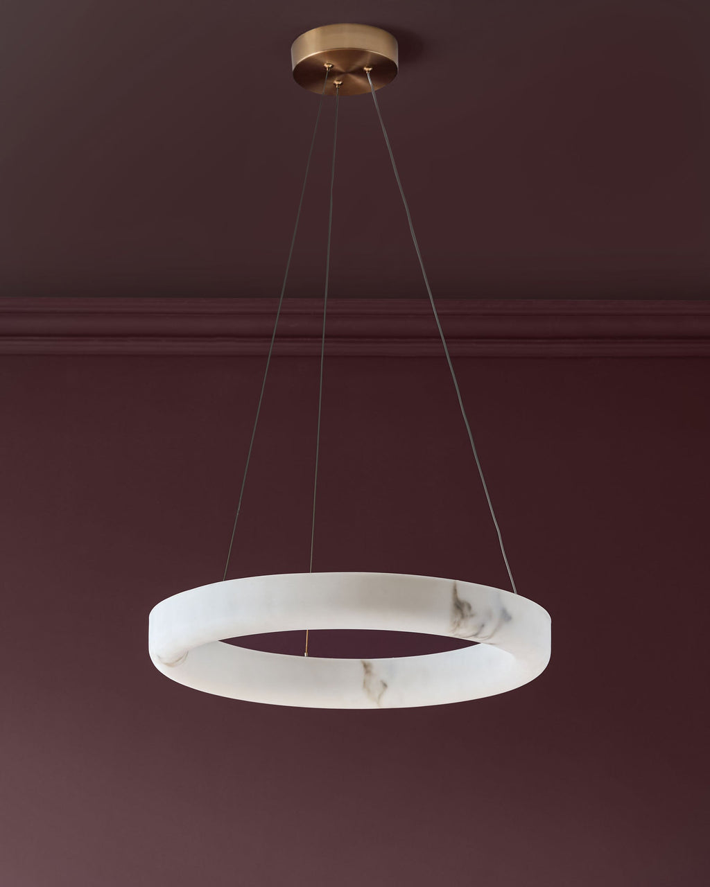 Suspension ronde Sadie en pierre aspect albâtre naturel