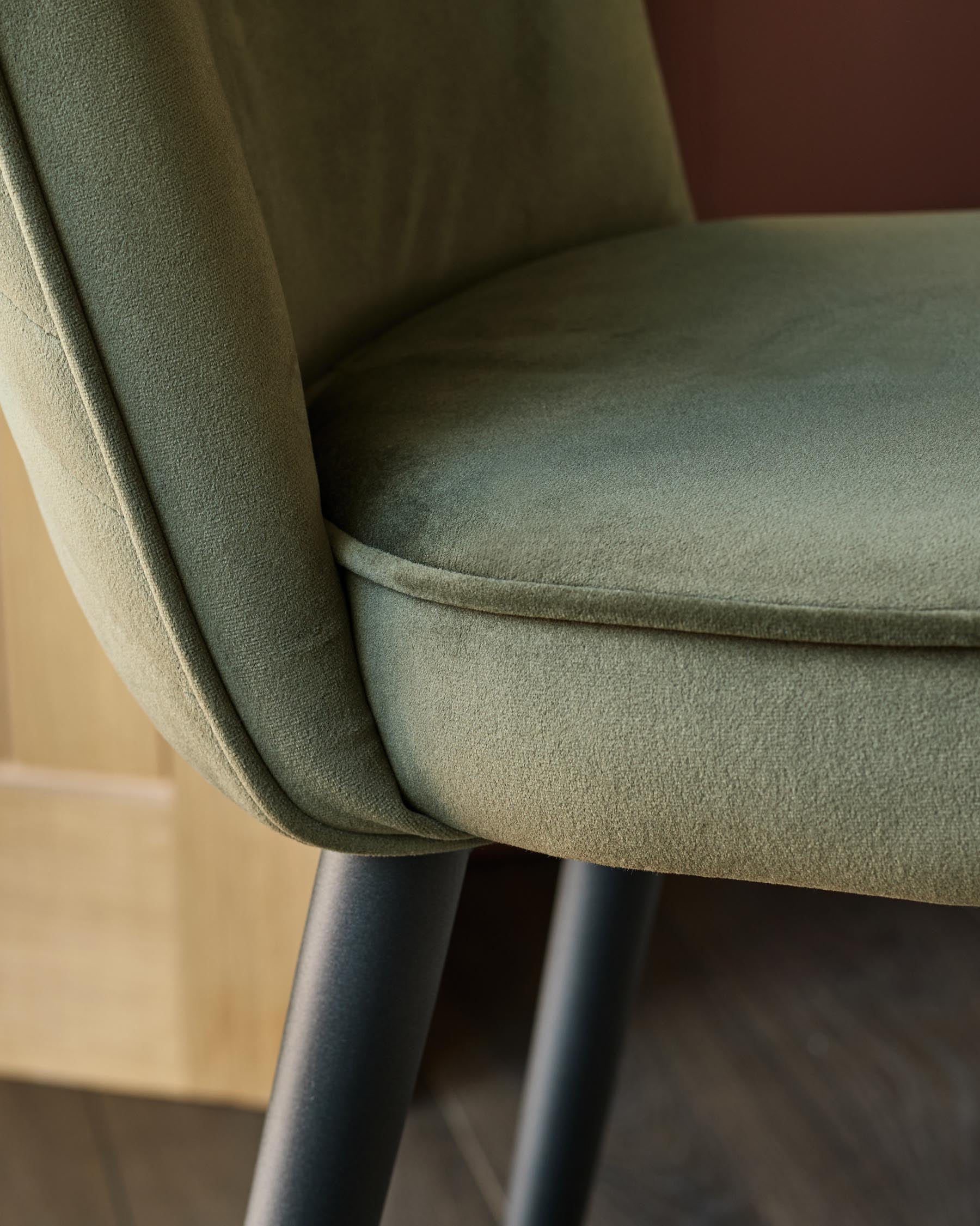 Tabouret de bar Serena en velours vert olive