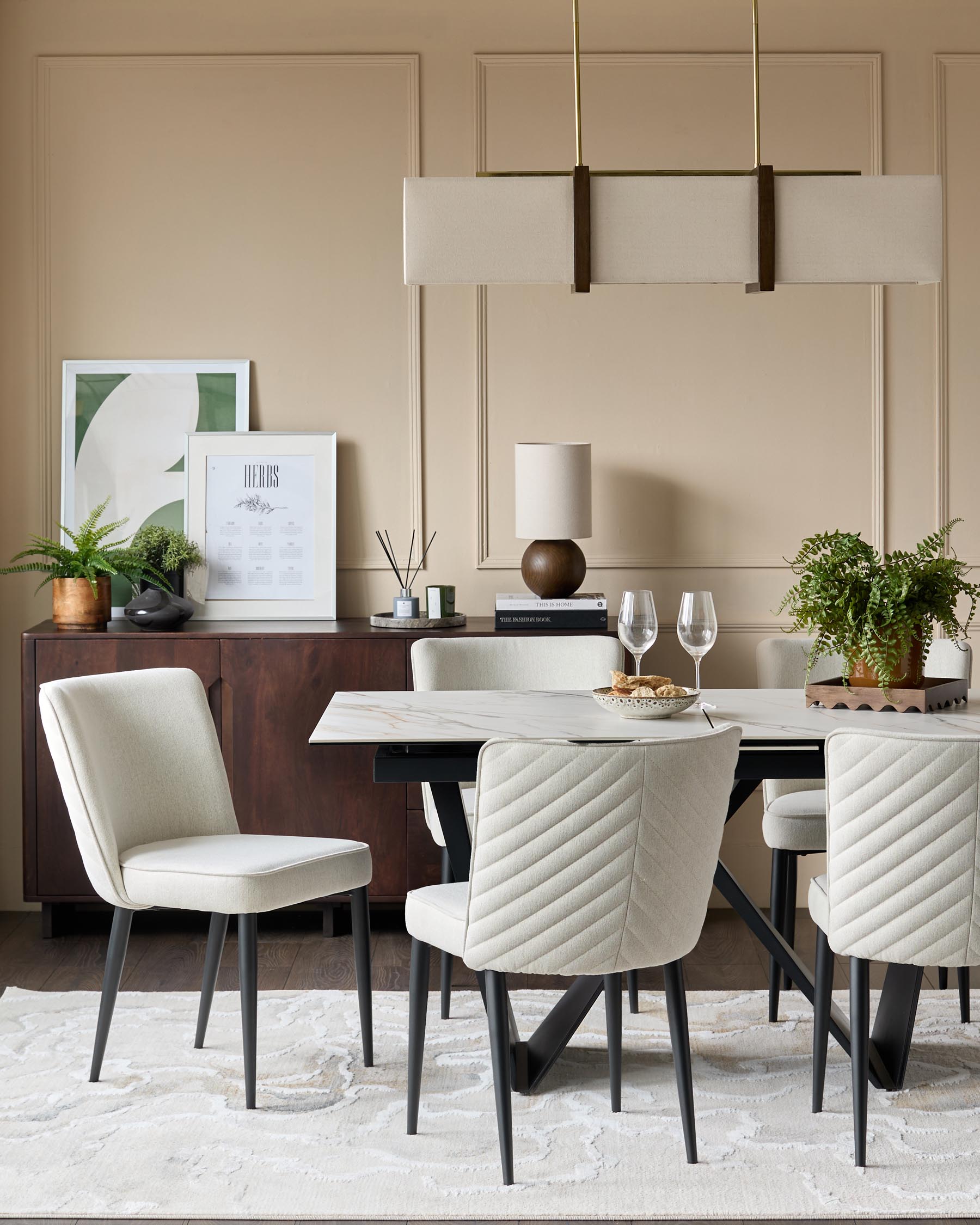 Chaise de salle à manger Serena en tissu bicolore ivoire