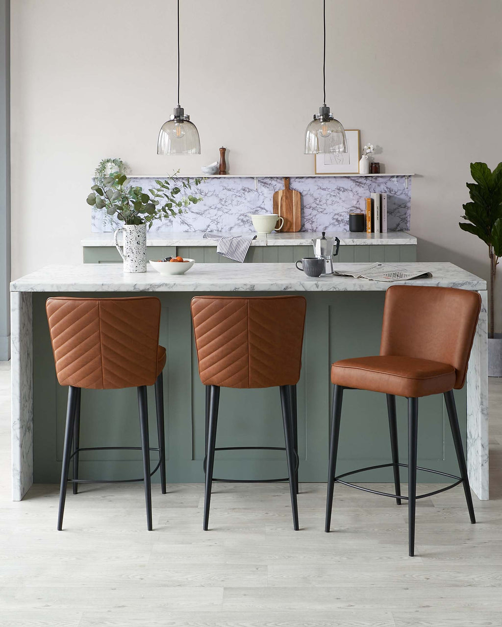 Tabouret de bar Serena en similicuir beige