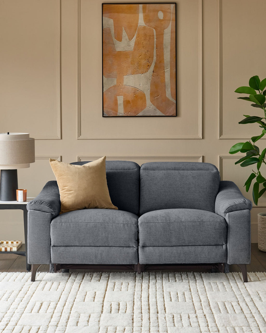 Canapé inclinable 2 places en chenille bleu-gris serein