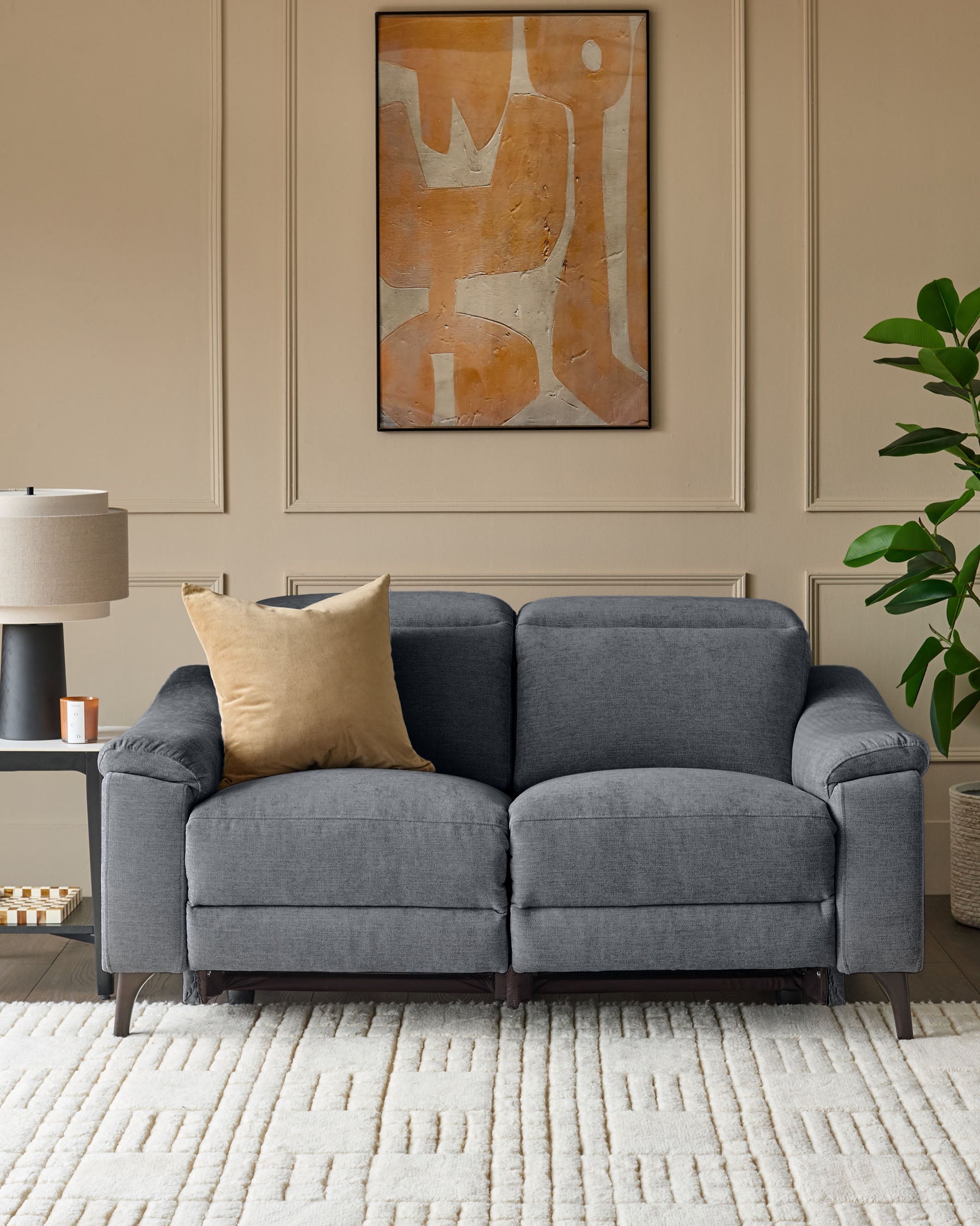 Canapé inclinable 2 places en chenille bleu-gris serein