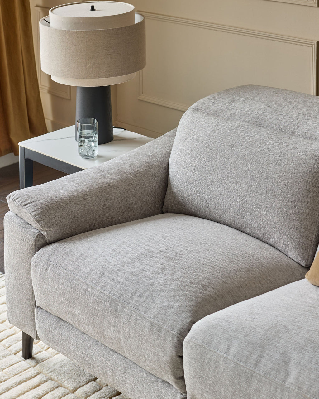 Canapé inclinable 2 places en tissu gris serein