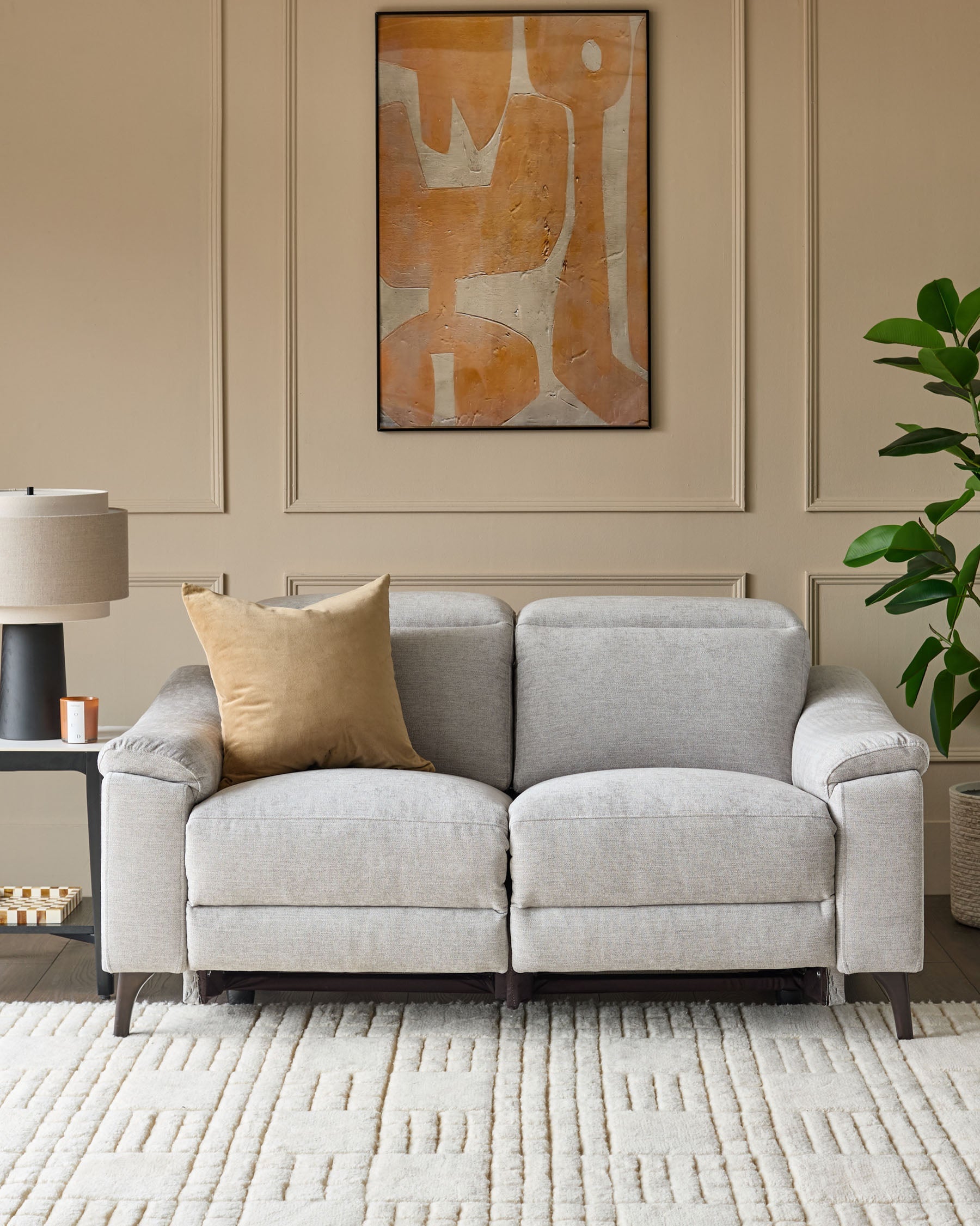 Canapé inclinable 2 places en tissu gris serein