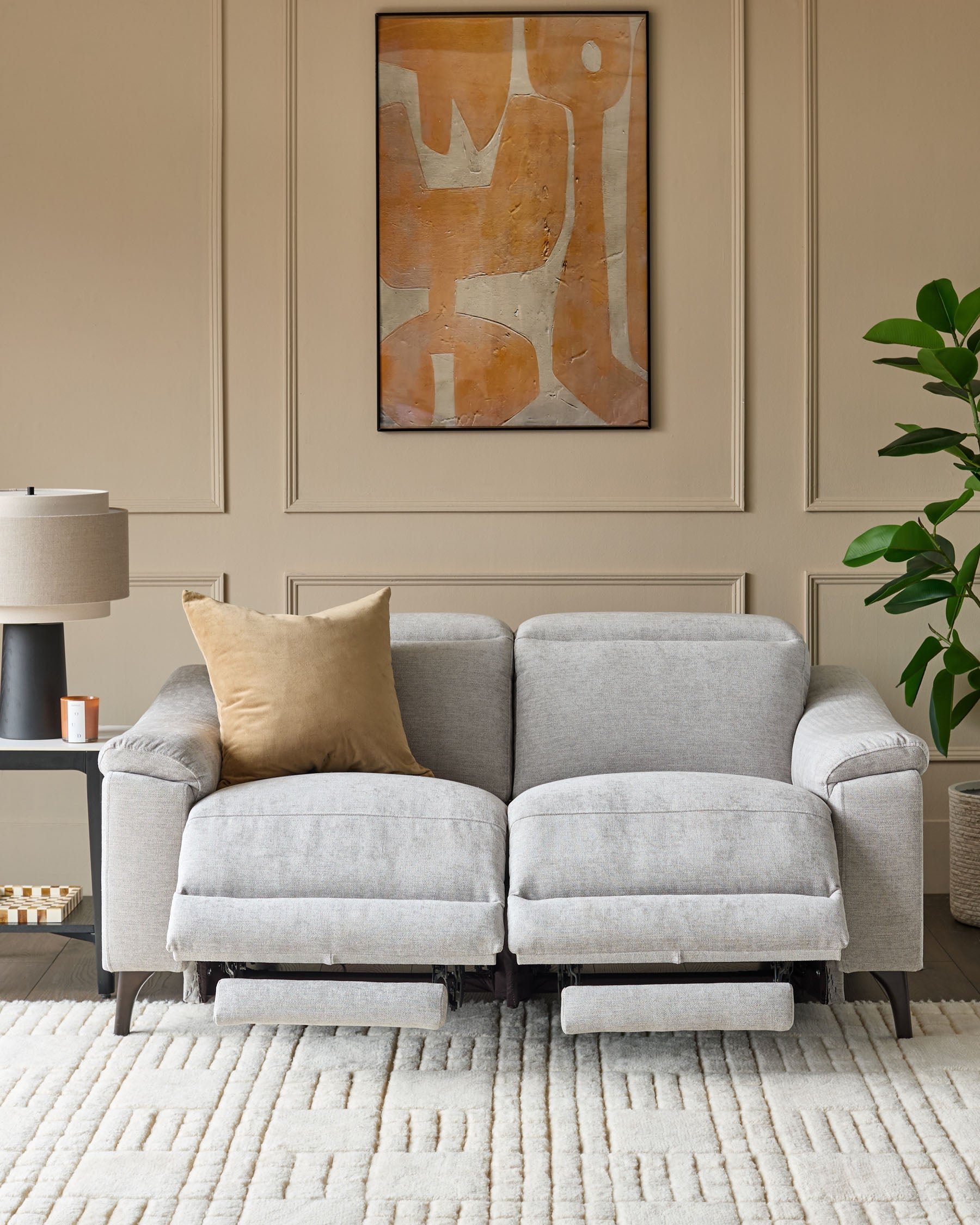 Canapé inclinable 2 places en tissu gris serein