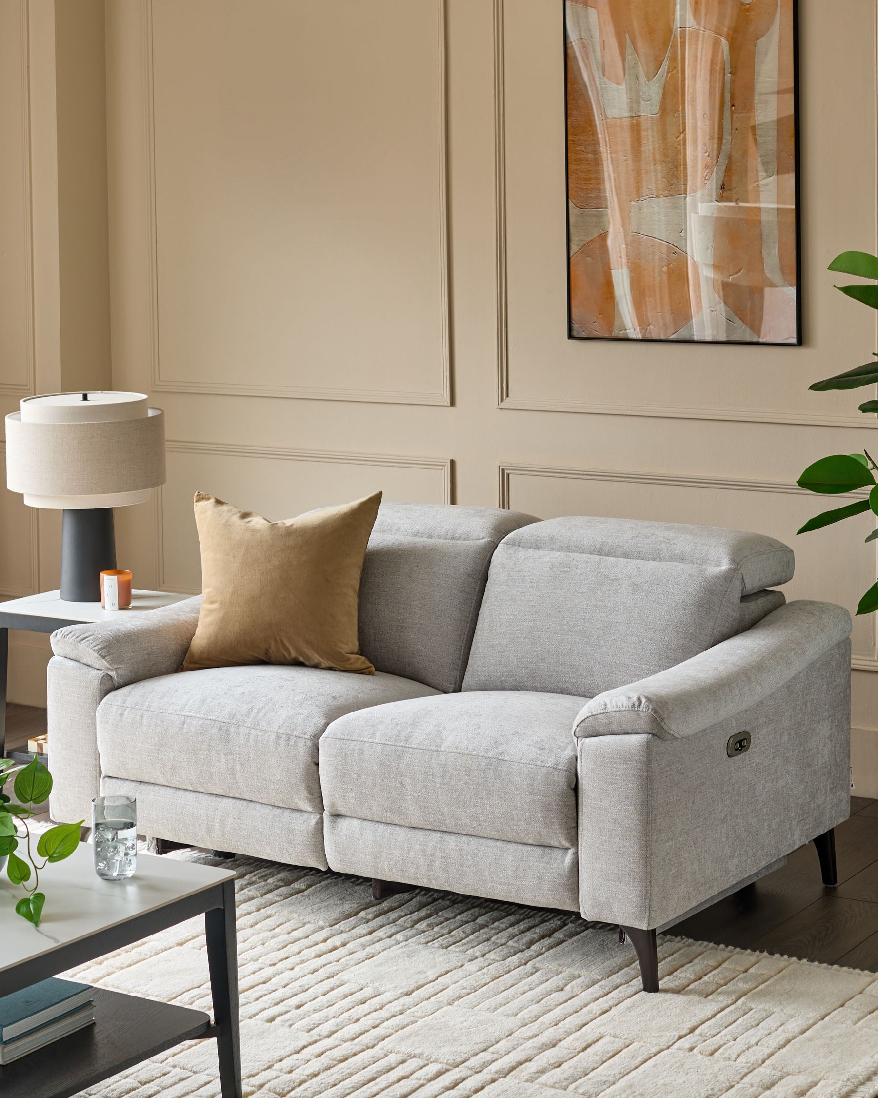 Canapé inclinable 2 places en tissu gris serein