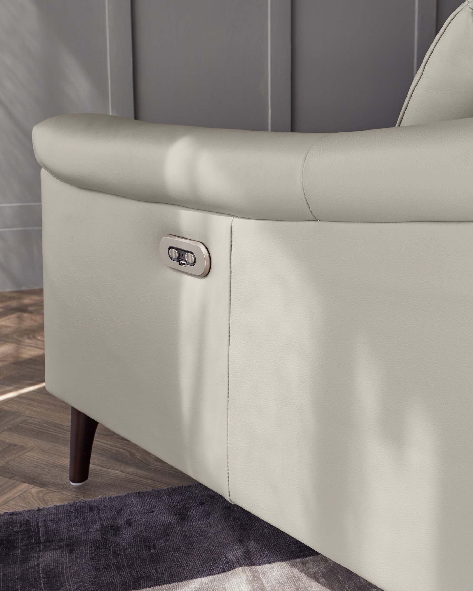 Canapé inclinable 2 places en cuir gris clair Serene