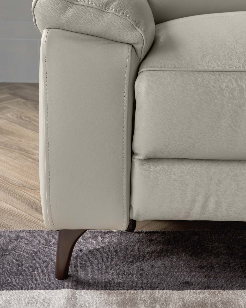 Canapé inclinable 2 places en cuir gris clair Serene