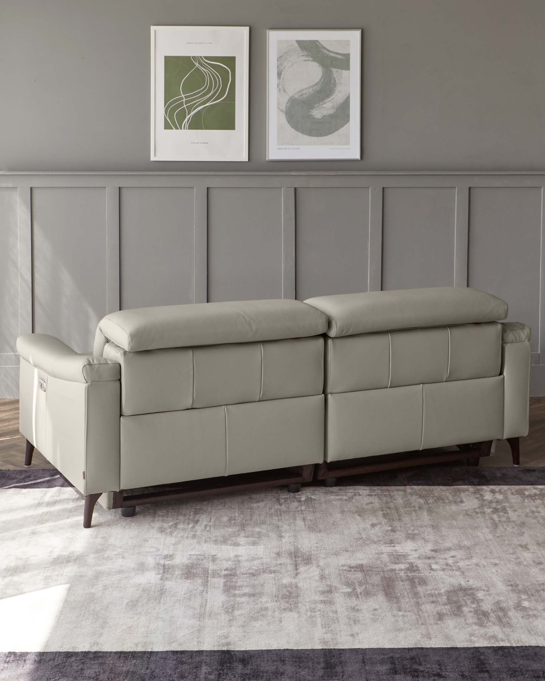 Canapé inclinable 2 places en cuir gris clair Serene