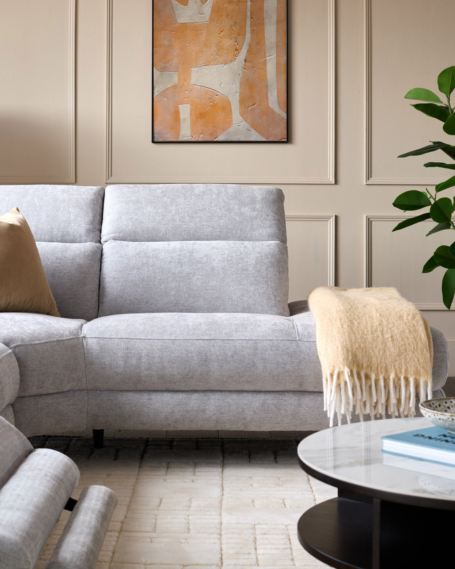 Fauteuil inclinable d'angle droit en tissu gris serein