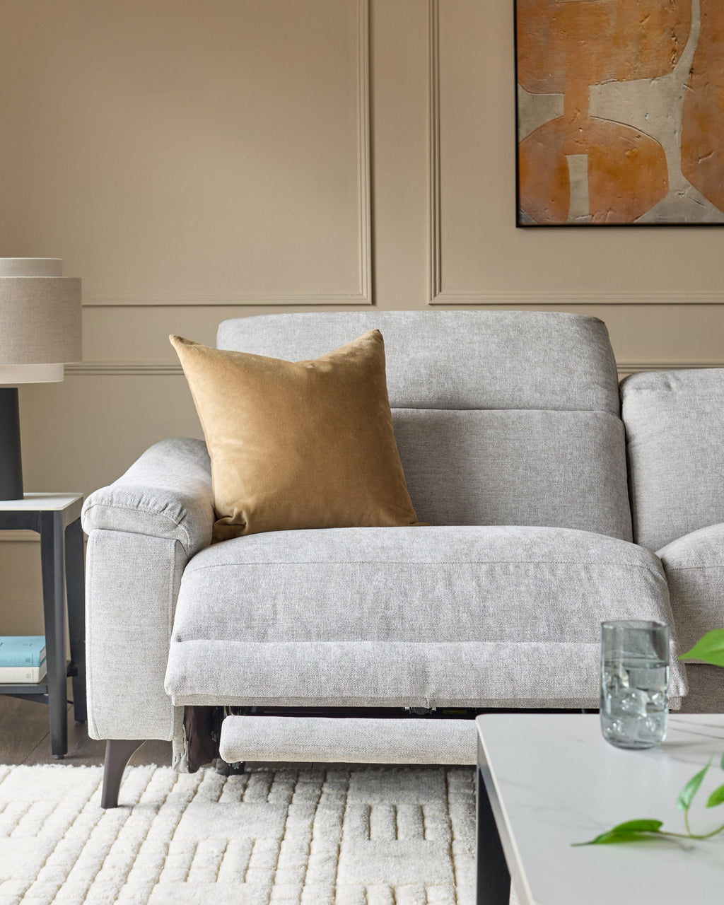 Canapé inclinable 3 places en tissu gris serein