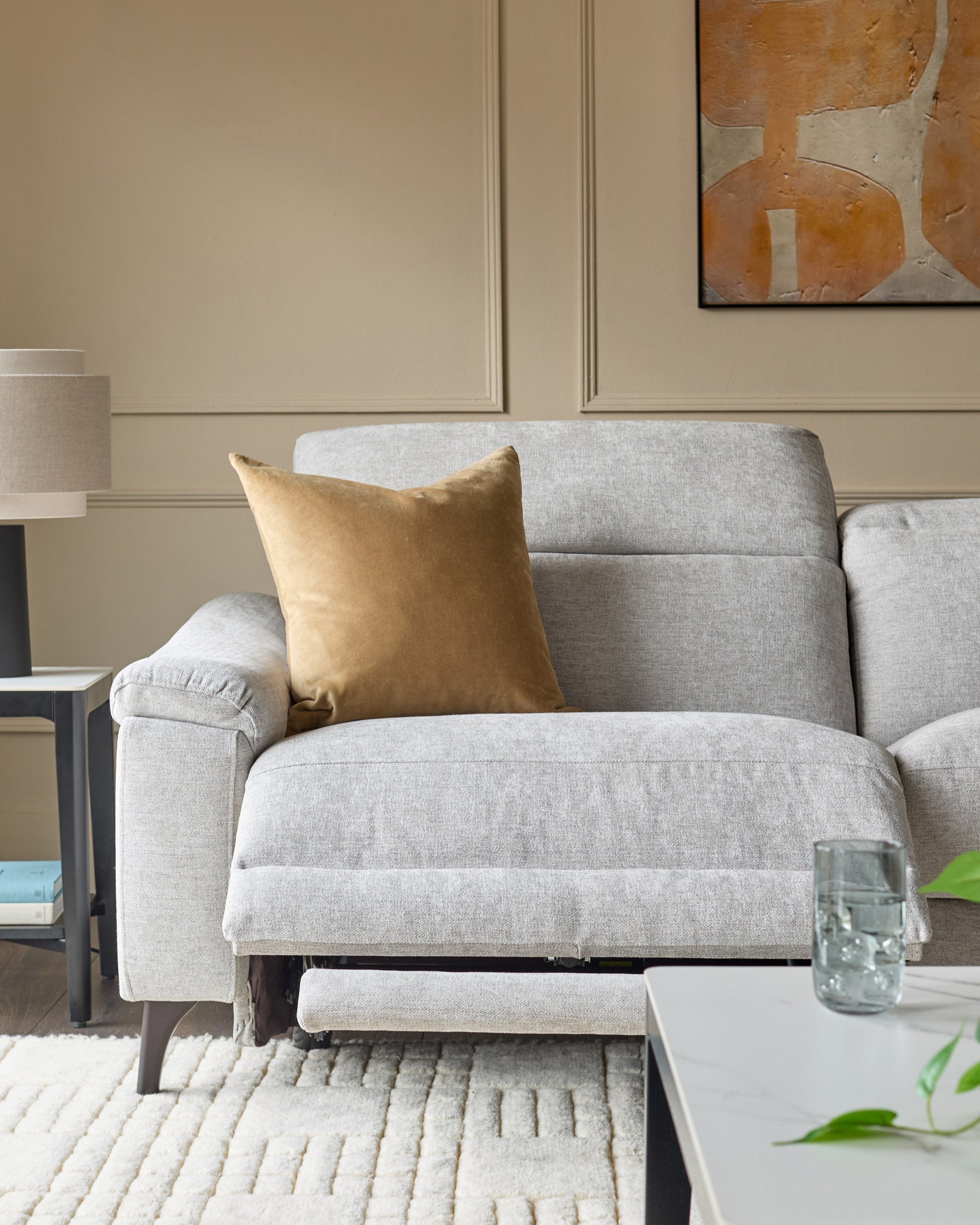 Canapé inclinable 3 places en tissu gris serein