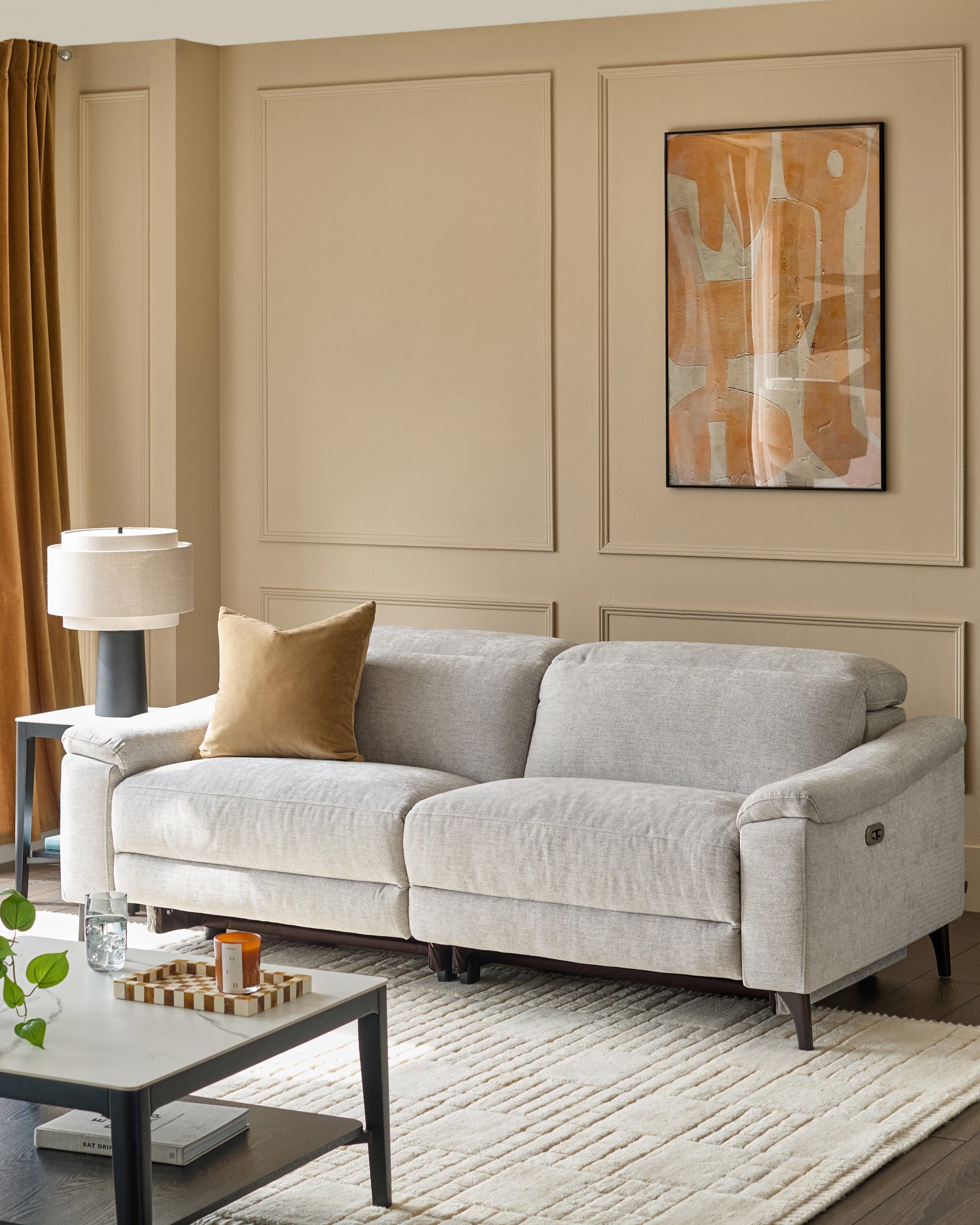 Canapé inclinable 3 places en tissu gris serein