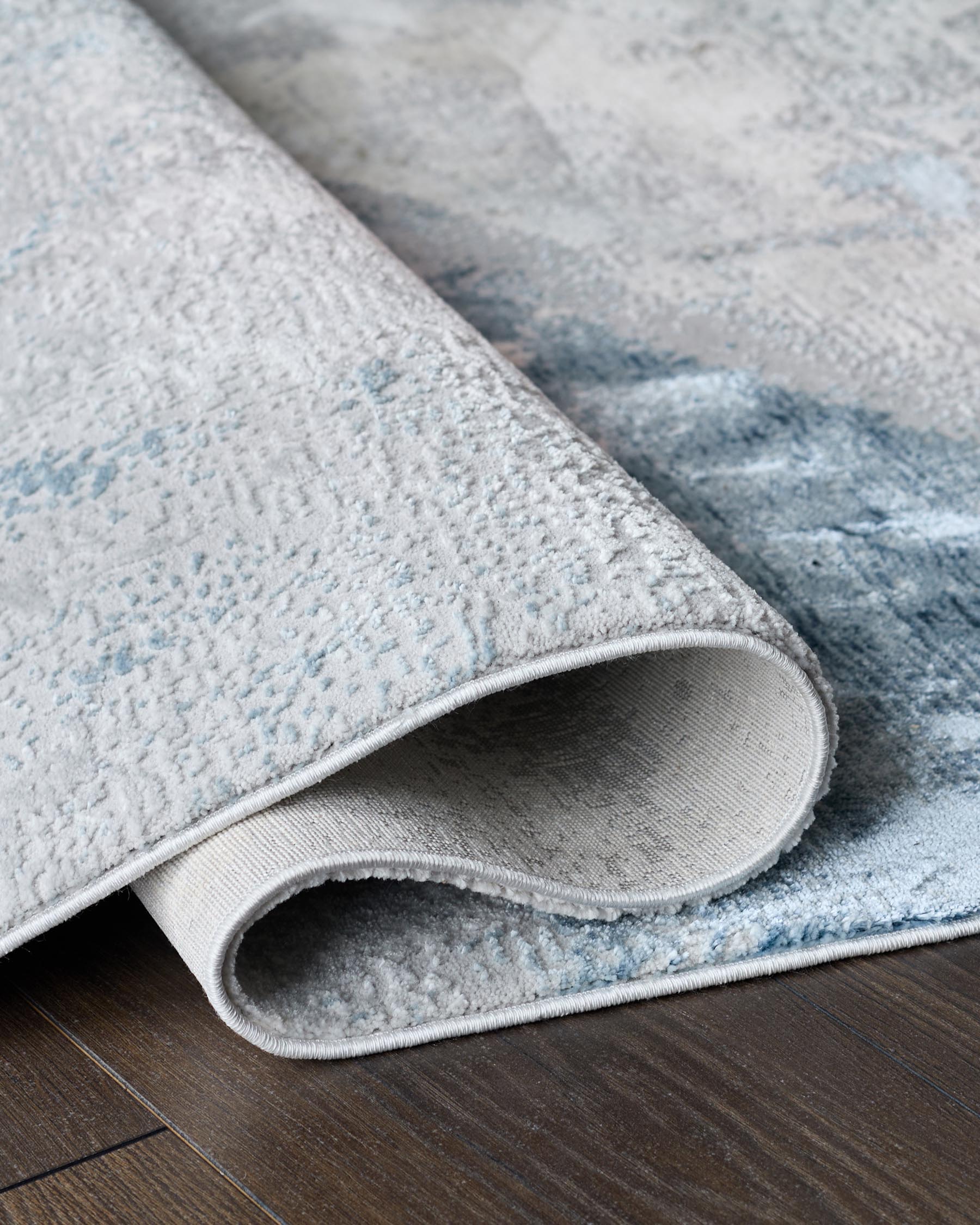 Tapis texturé bleu-gris de Sienne, de taille moyenne