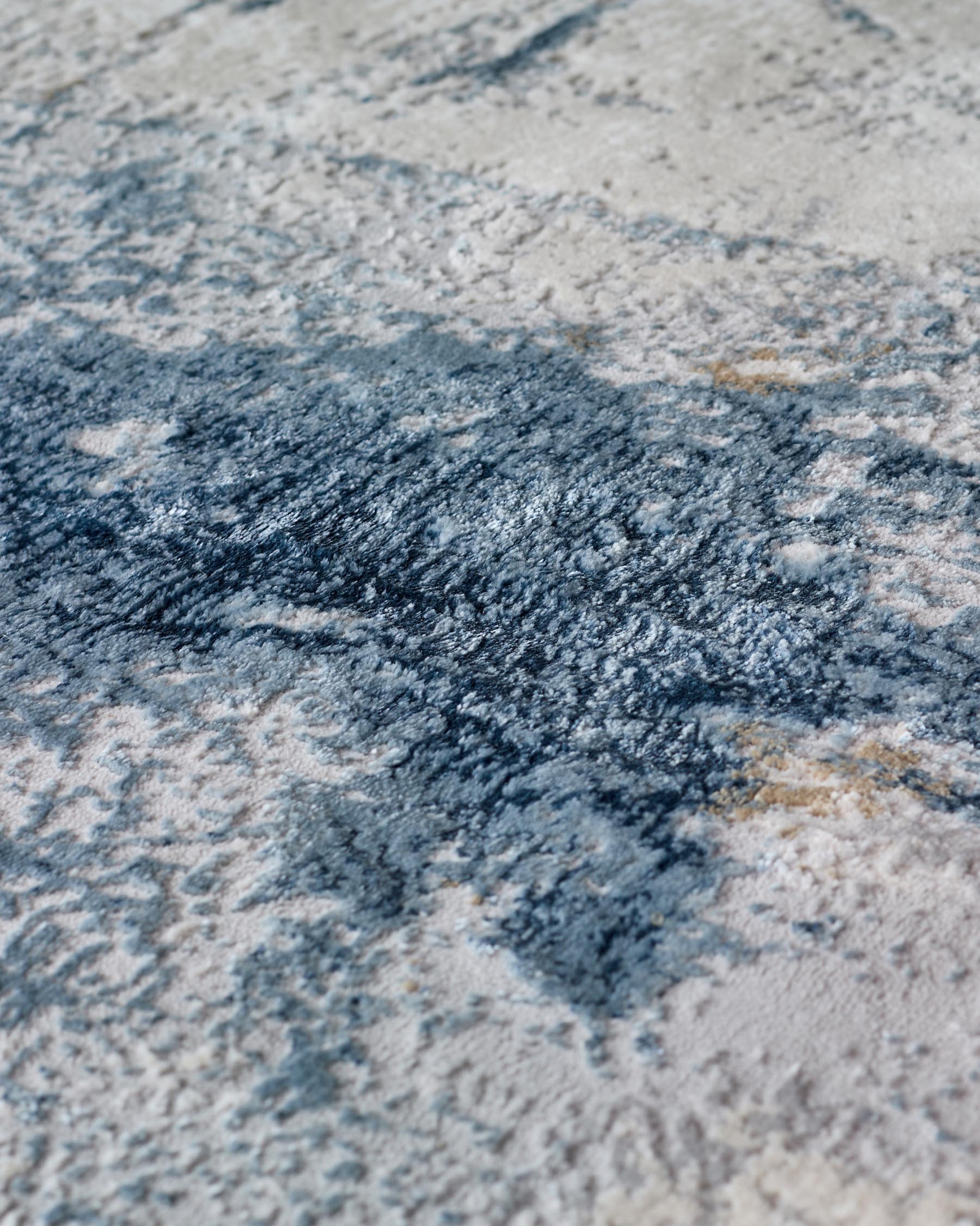 Grand tapis texturé bleu-gris de Sienne