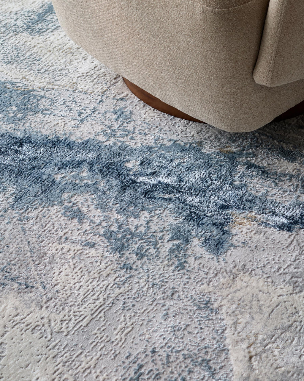 Petit tapis texturé bleu-gris de Sienne