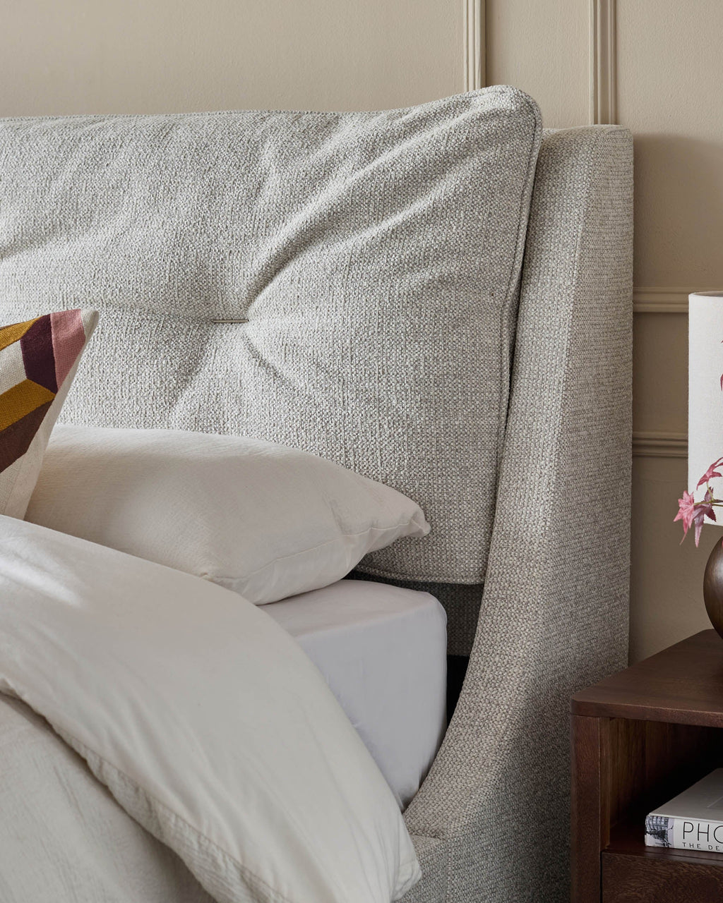 Lit coffre Siesta en tissu naturel, taille king