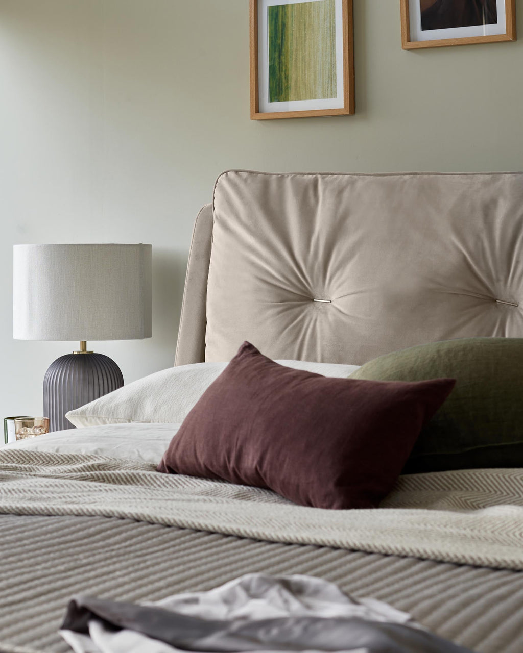 Lit coffre double Siesta en velours champagne