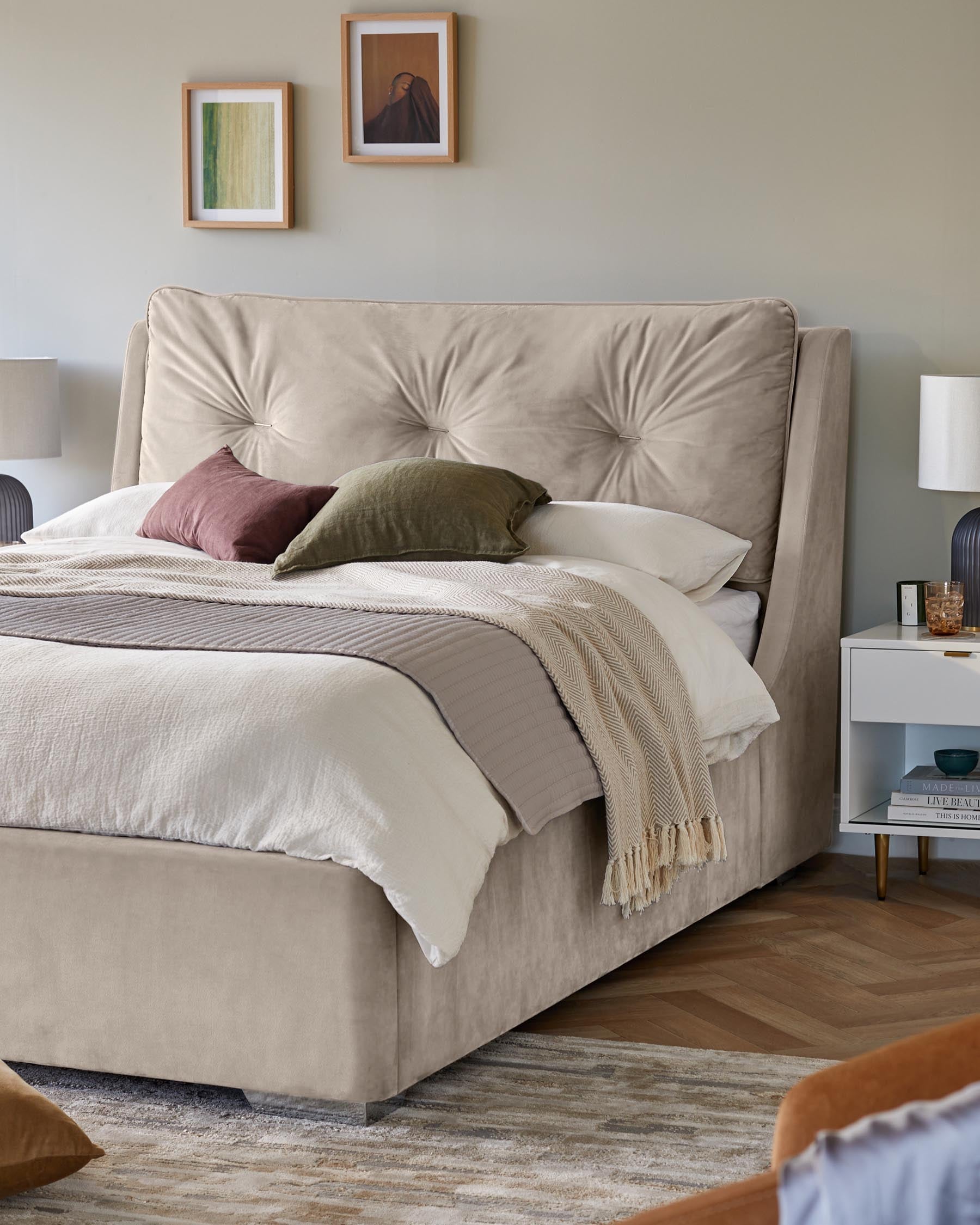 Lit coffre Siesta en velours champagne, format king size