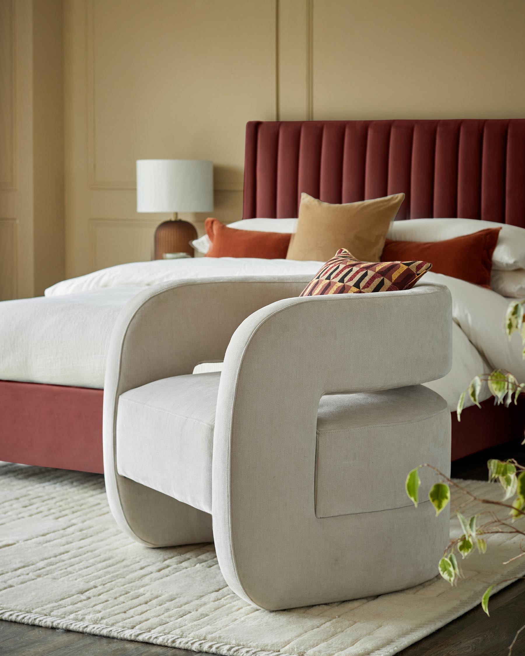 Fauteuil d'appoint Silas en tissu gris naturel