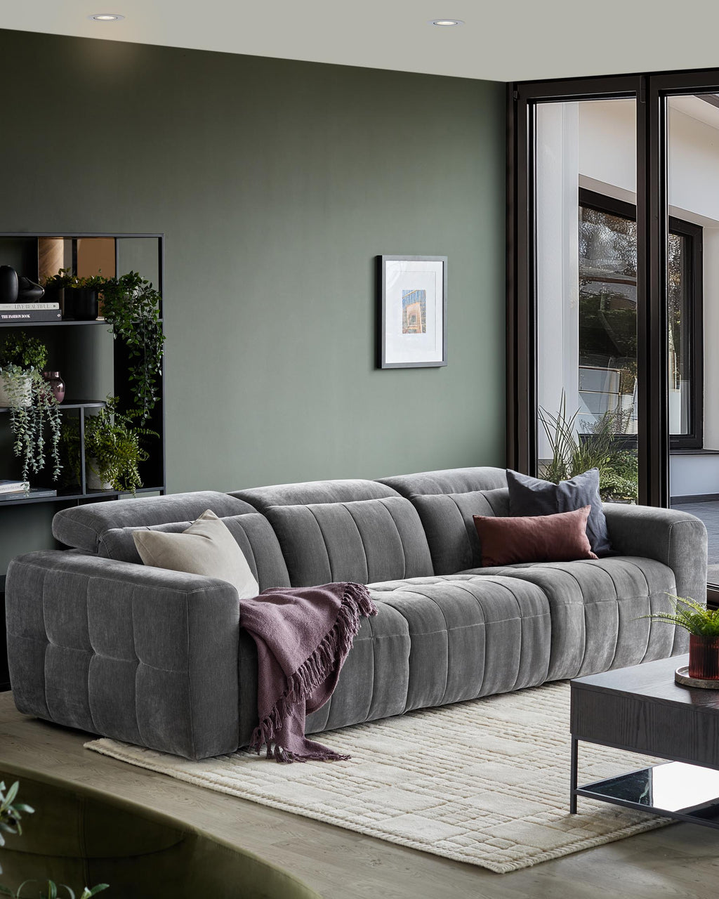 Canapé inclinable 3 places Skye en tissu gris foncé