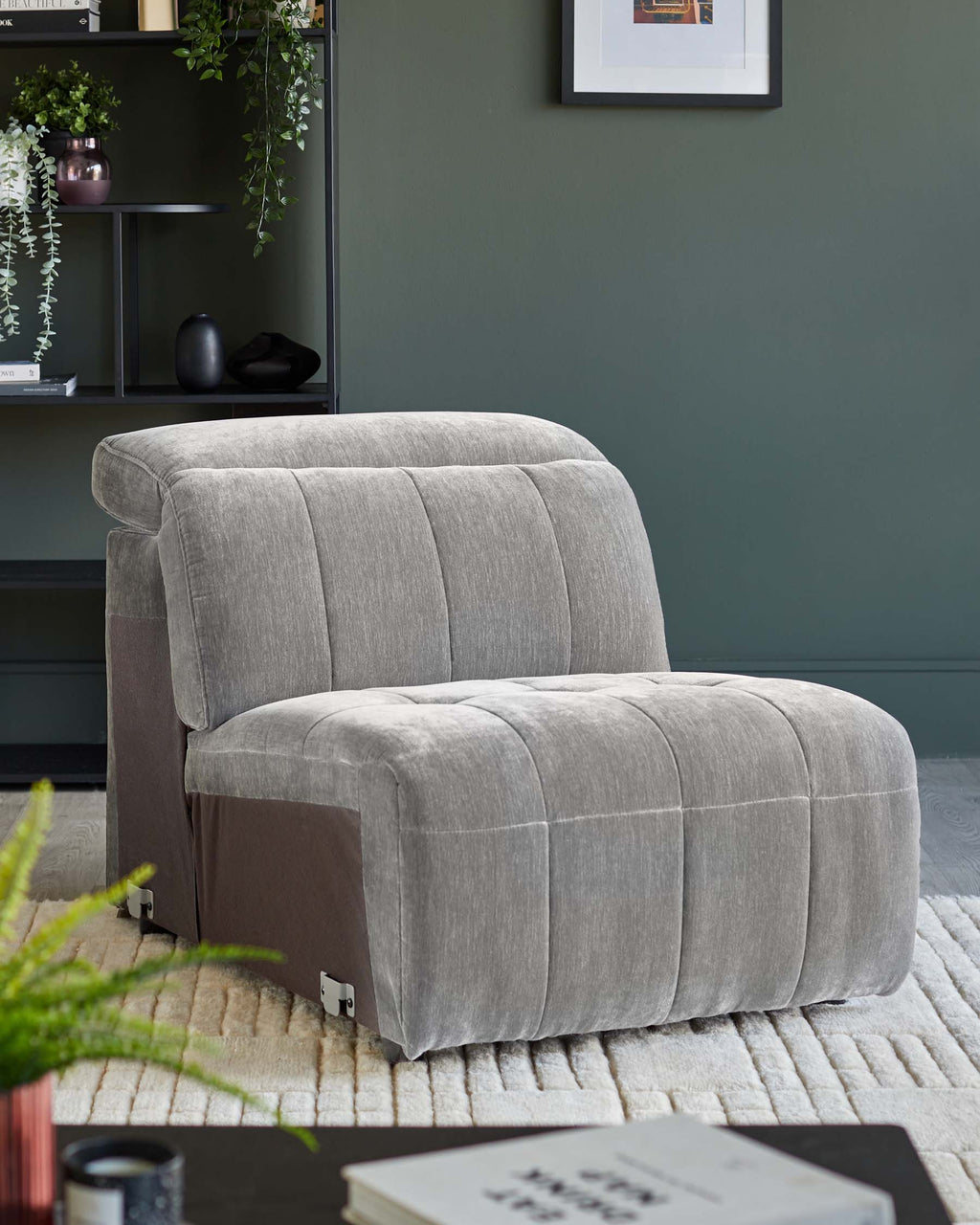Module de canapé simple Skye en tissu gris clair