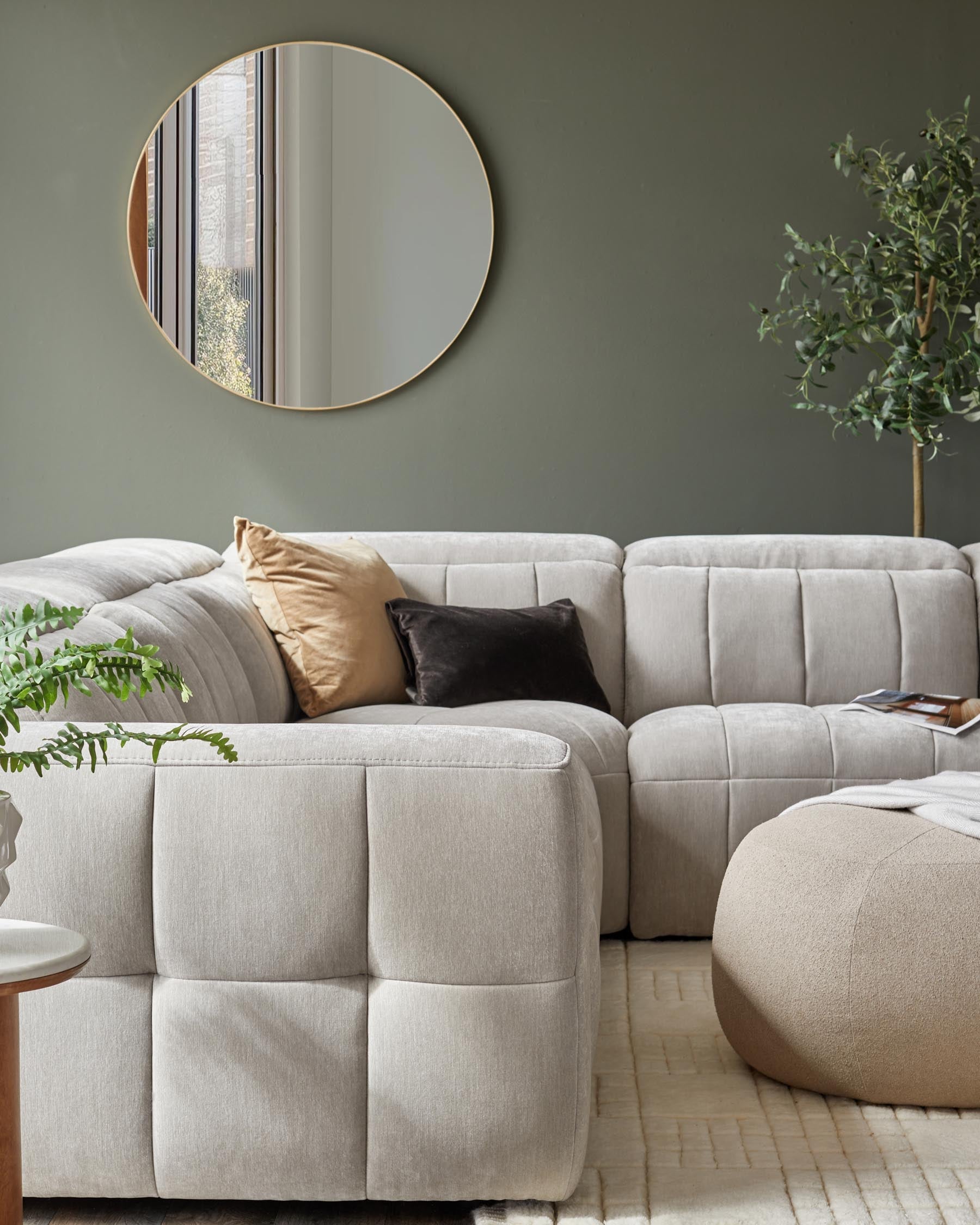 Canapé d'angle inclinable Skye en tissu gris clair