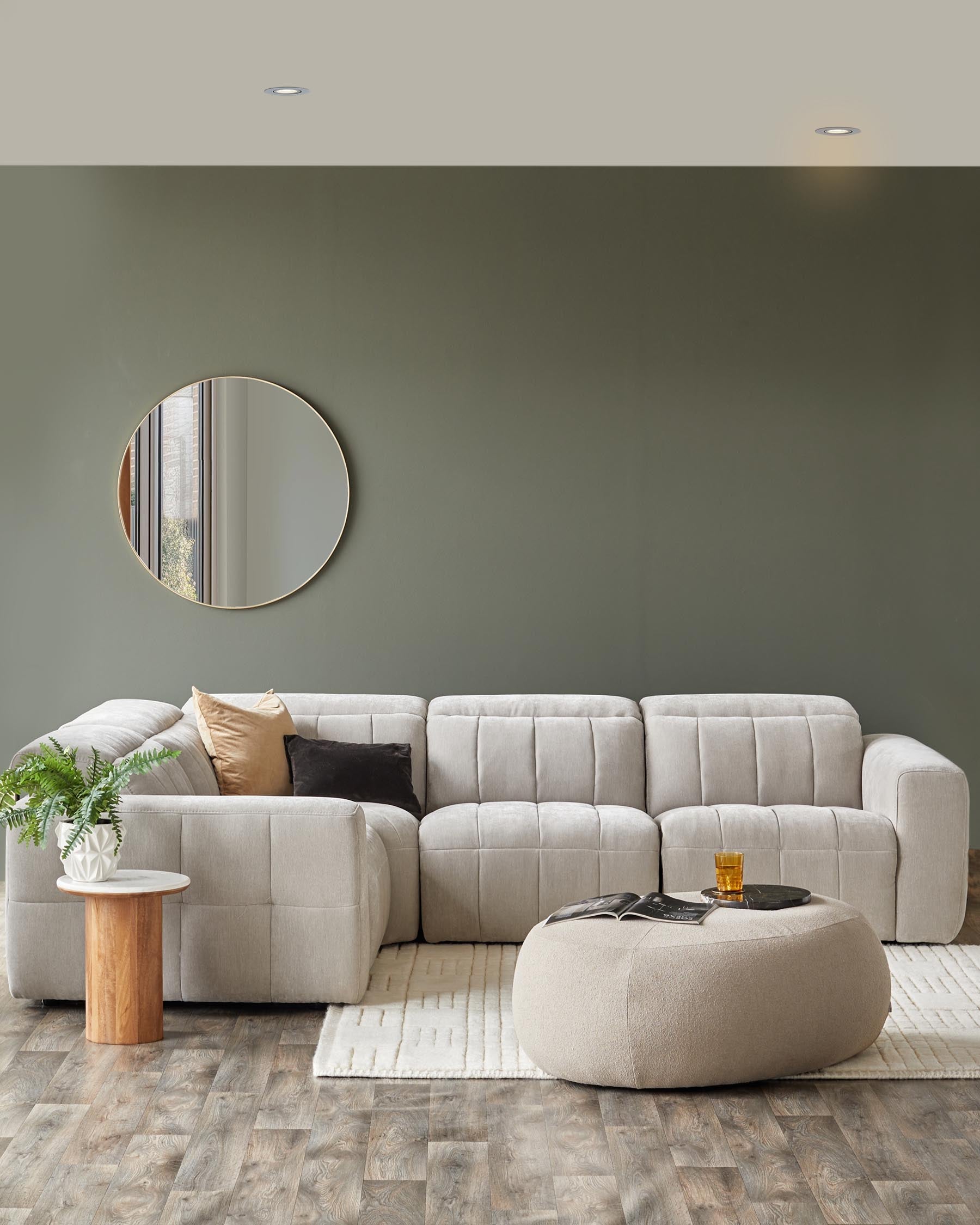 Canapé d'angle inclinable Skye en tissu gris clair